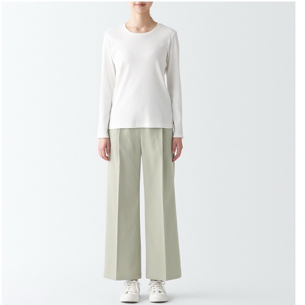 *LAST CHANCE* NWT MUJI Wrinkle Resistant Cream Wide-Leg Pants Sz M